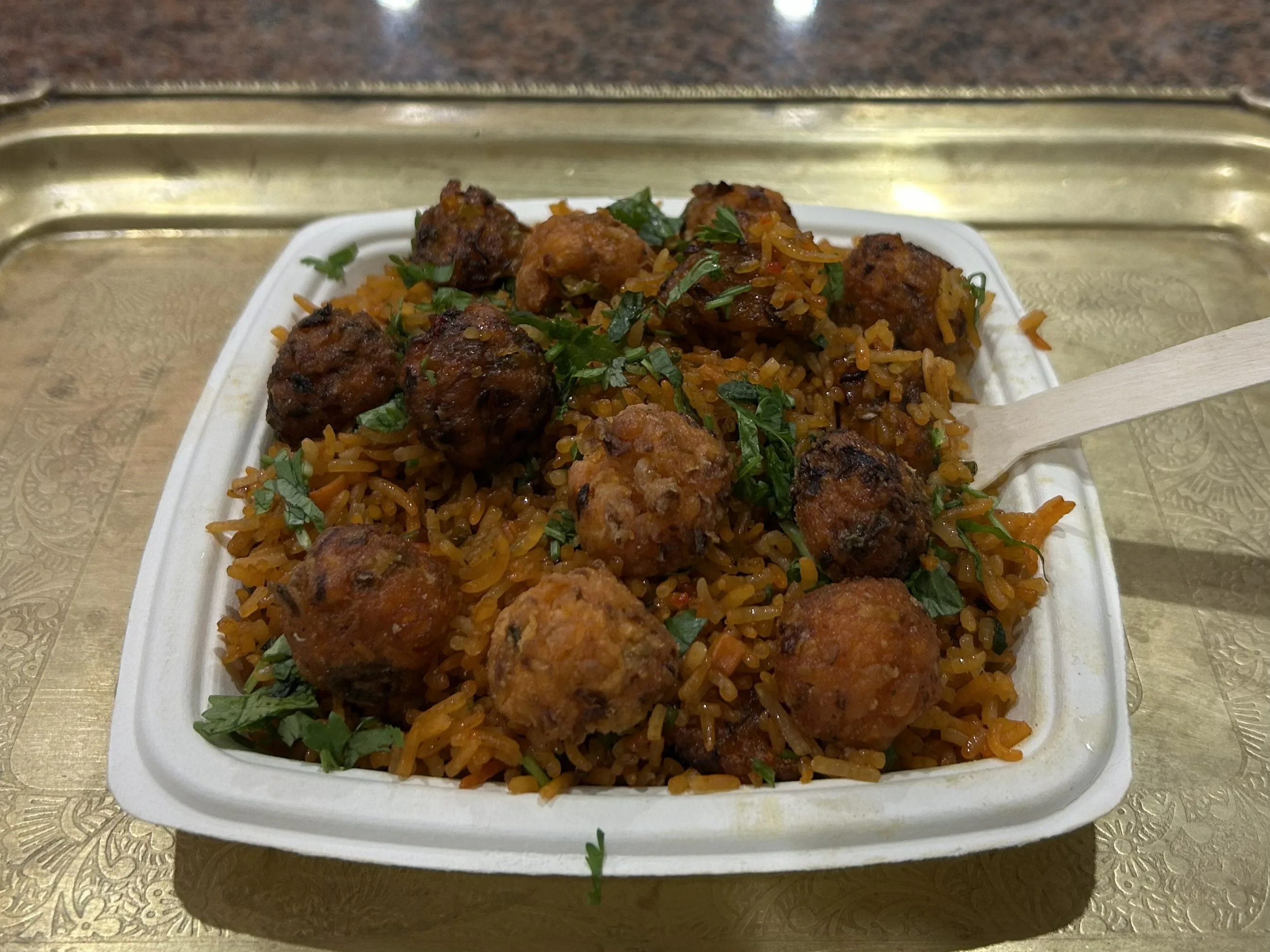 Veg Manchurian served with fried rice